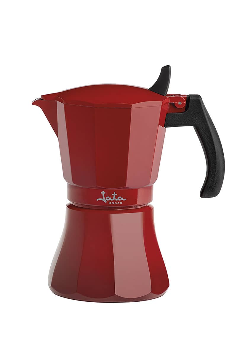 Cafetera italiana Jata HCAF2012, 12 tazas, inducción, rojo
